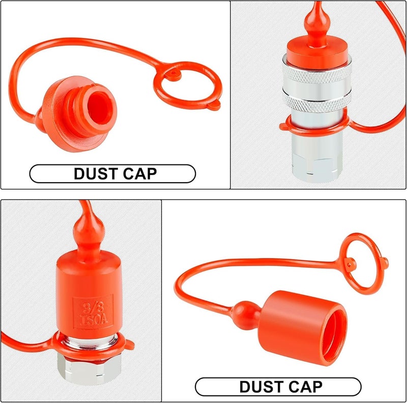 ANCIMOON 3/8'' Ag Pioneer Hydraulic Quick Connect Coupler Fittings with Dust Cap - Image 5
